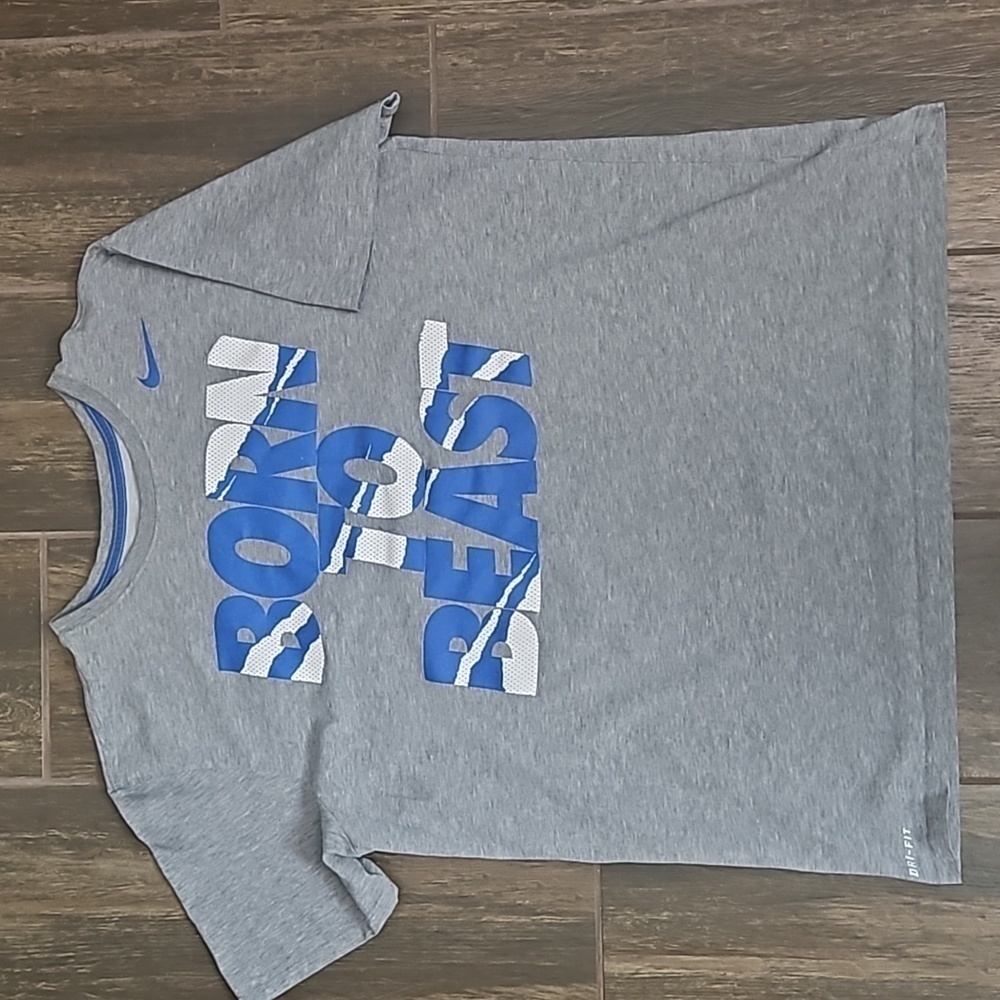 Nike Mens Sz XL Gray Born to Beast Tee T Shirt DriFit Gray Blue